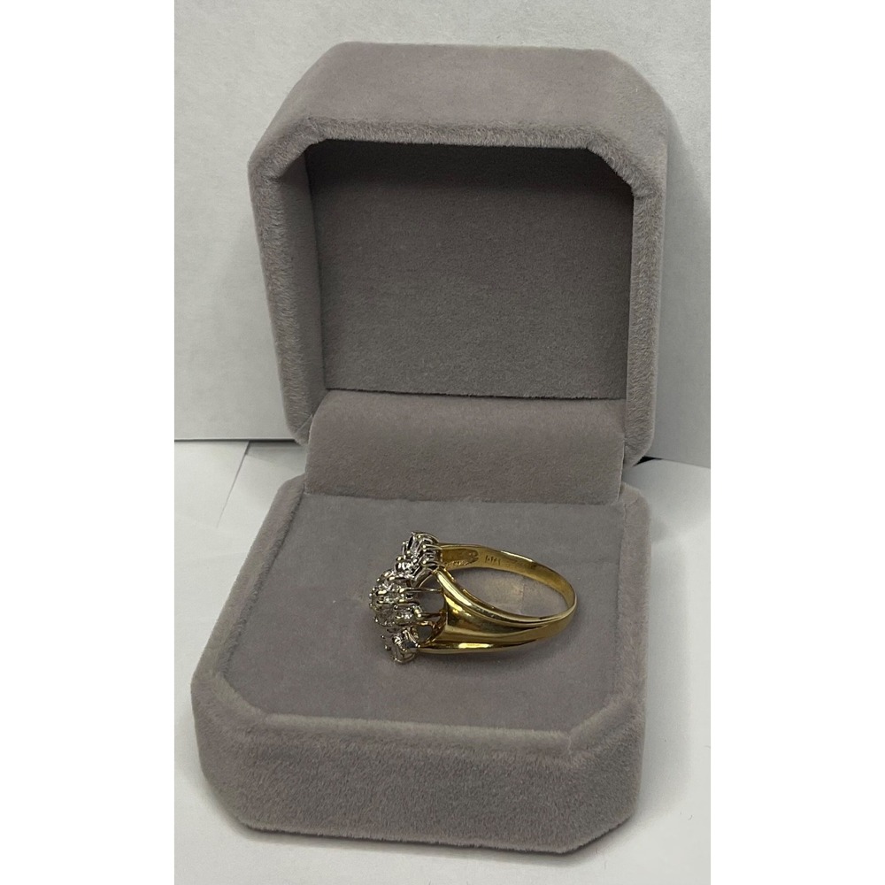 14K YELLOW GOLD DIAMOND CLUSTER RING ESTATE JEWELER VERIFIED SZ 7.5 - Picture 3 of 9